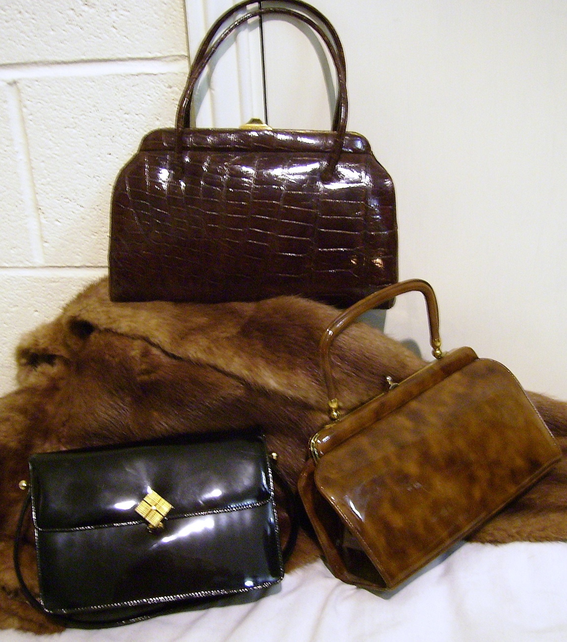 Brown Crocodile Leather Handbag brown patent handbag