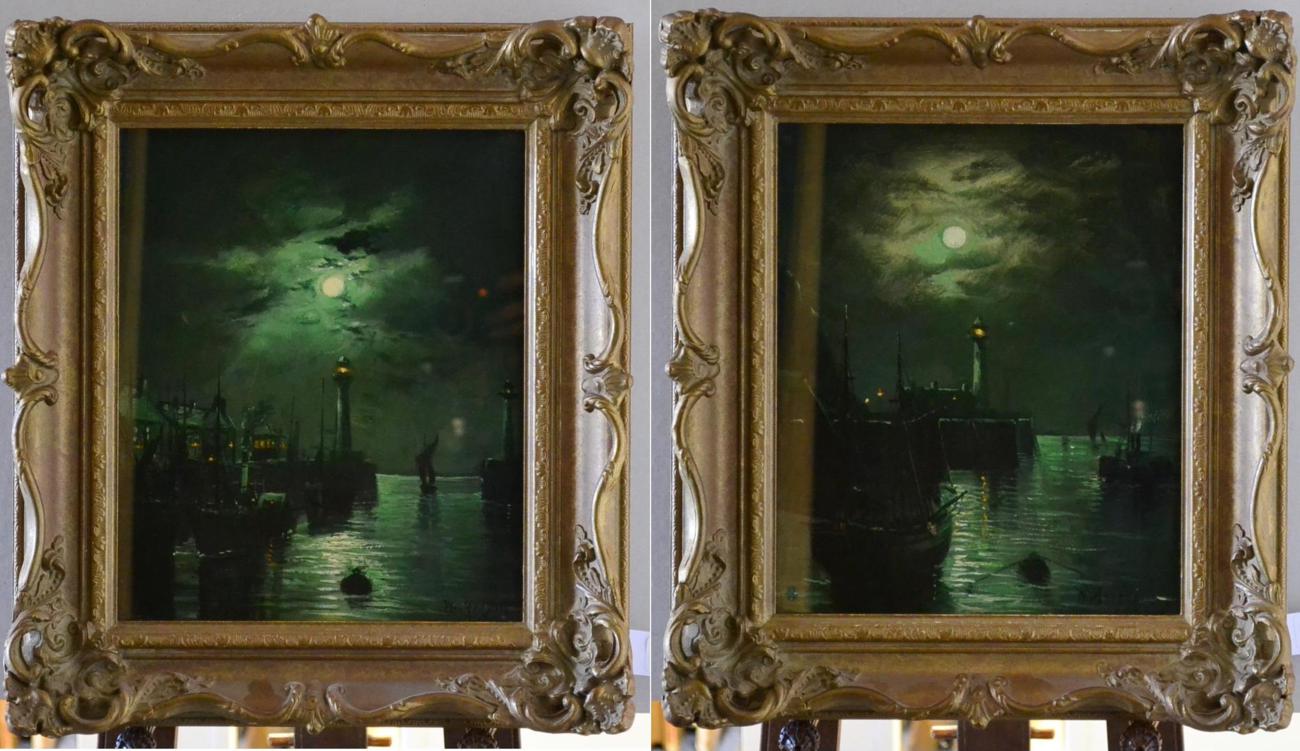 Walter Linsley Meegan (1859-1944) Moonlit Harbour sceneMoonlit...