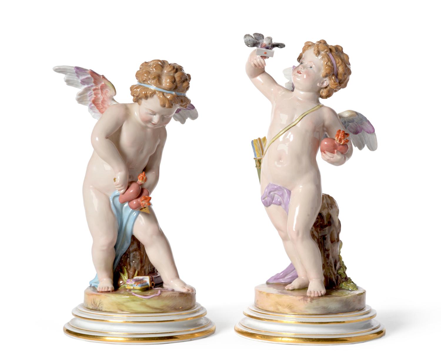 A Pair of Meissen Porcelain Figures of Putti