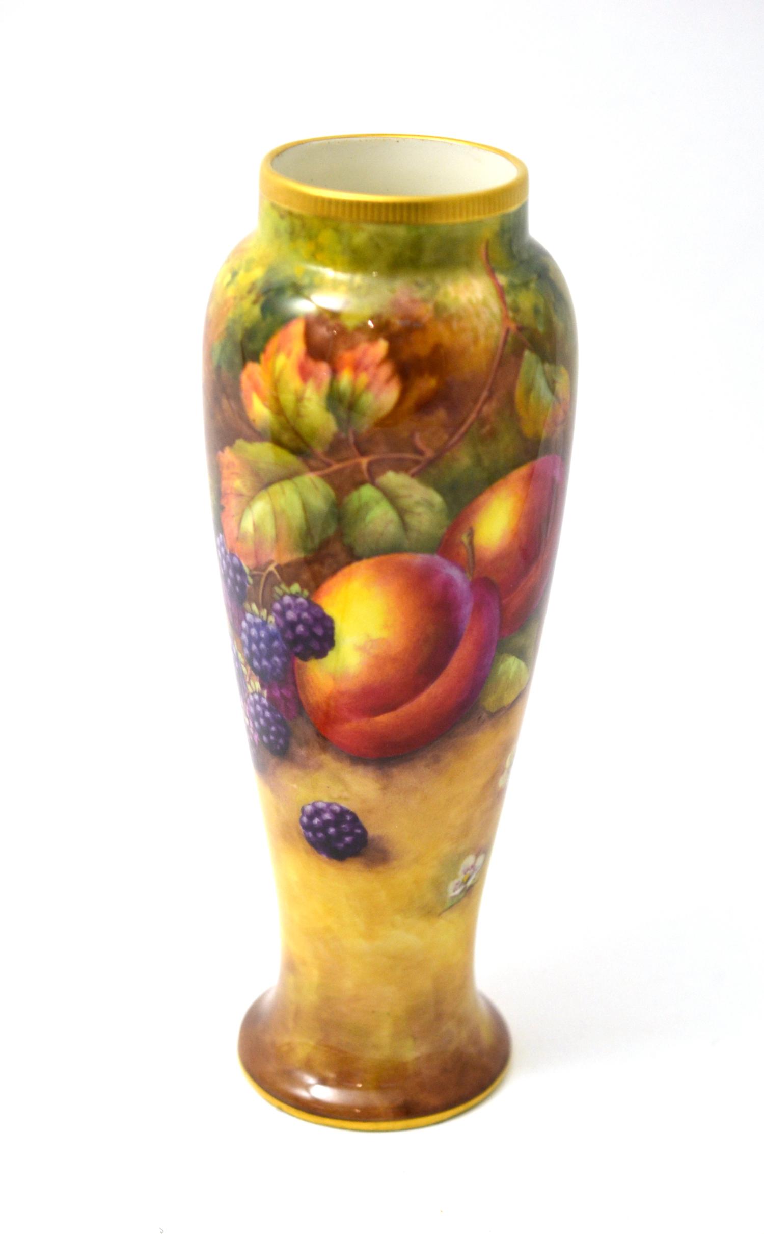 Royal Worcester fruit painted vase signed H Price