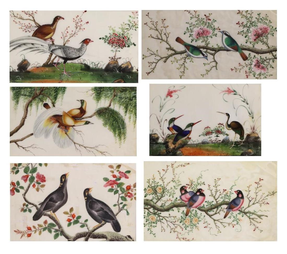 A Group of Six Chinese Export Pith Paper Paintings
