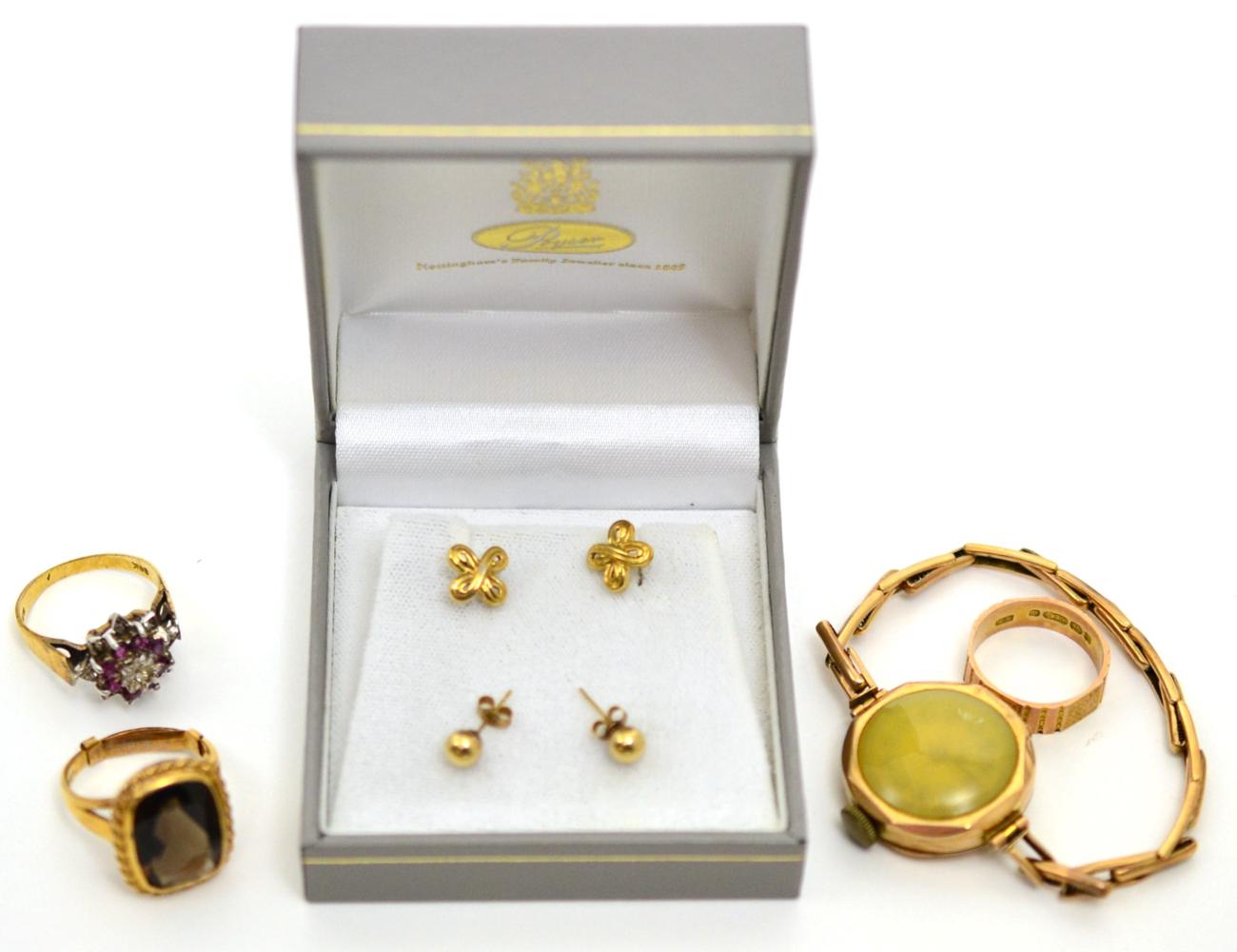 Three 9ct gold rings