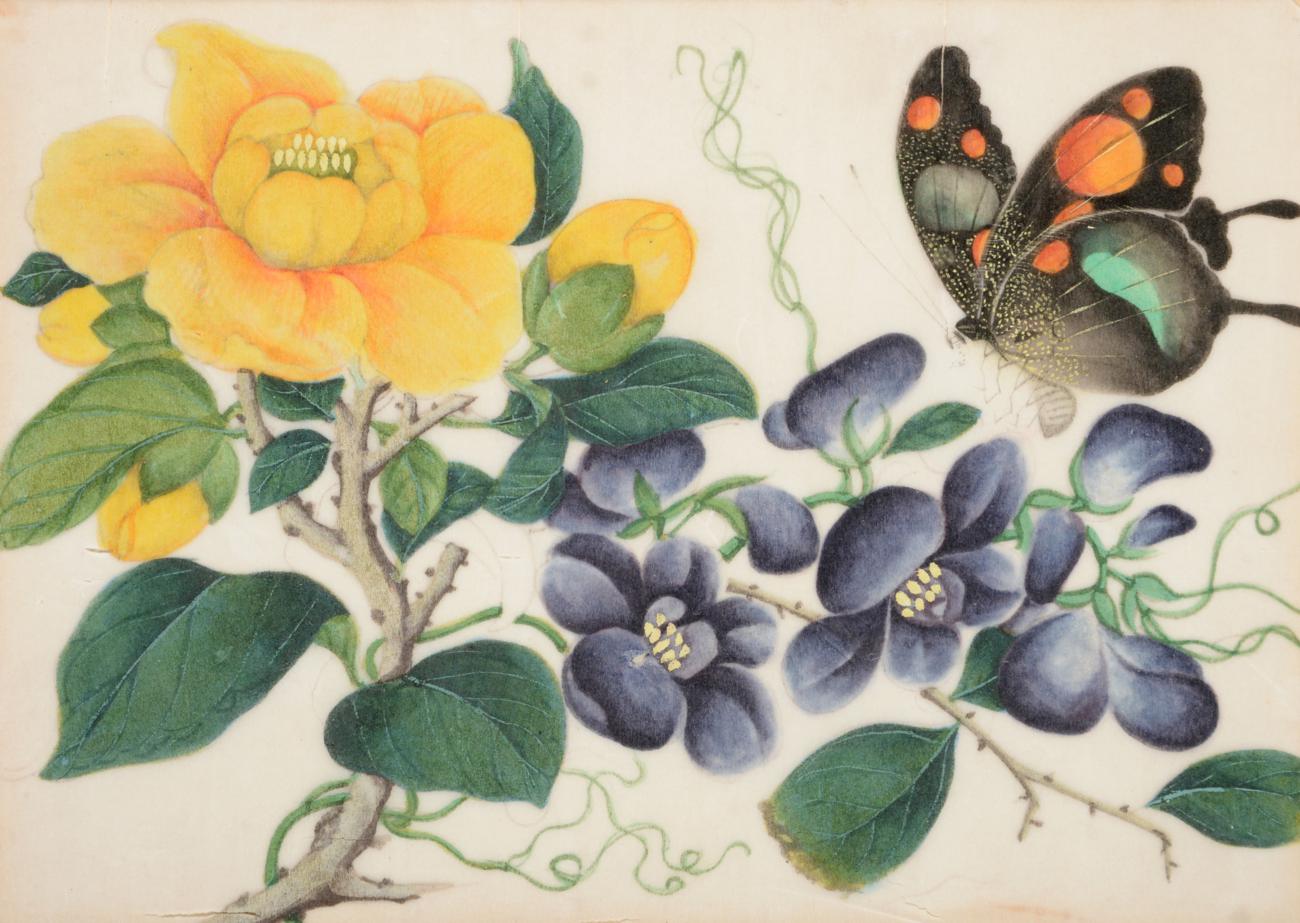 A Matched Pair of Chinese Export Pith Paper Paintings