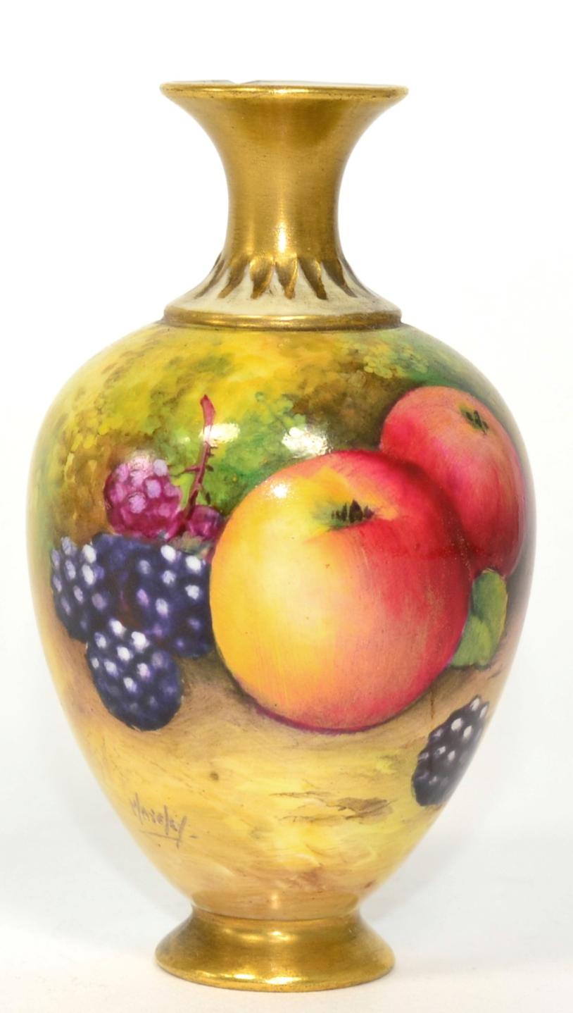 A Royal Worcester fruit painted miniature vase