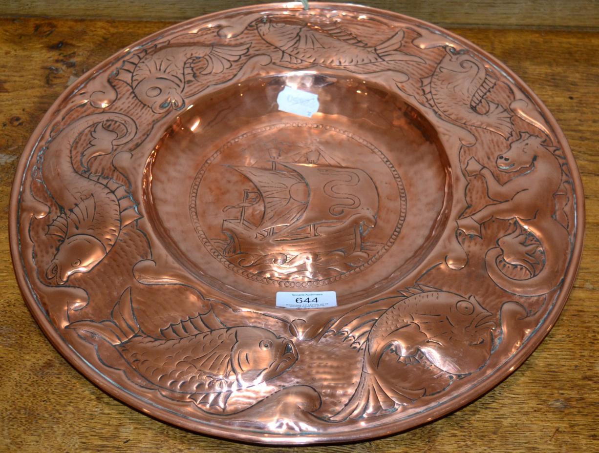 An Arts & Crafts Copper Charger probably Newlyn