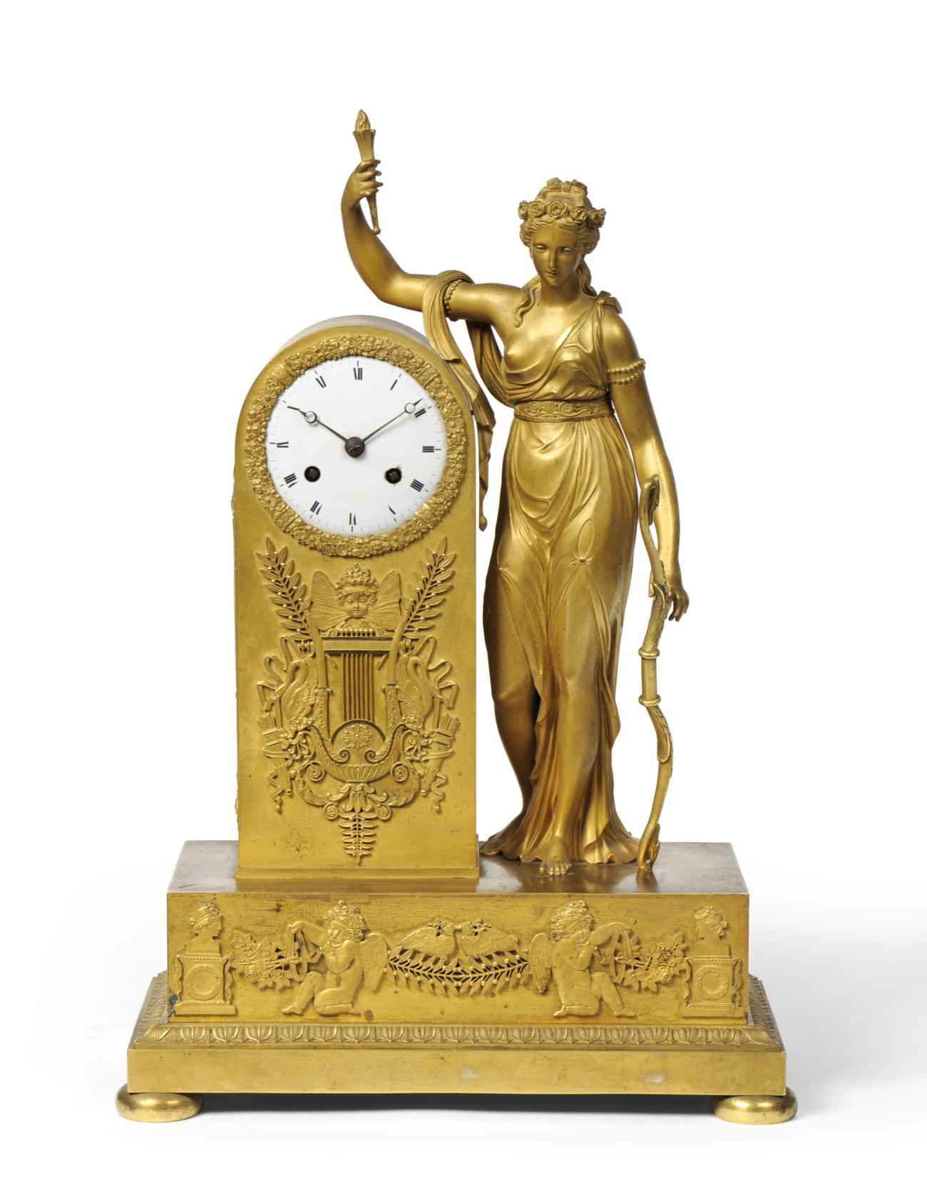 A French Empire Ormolu Striking Mantel Clock