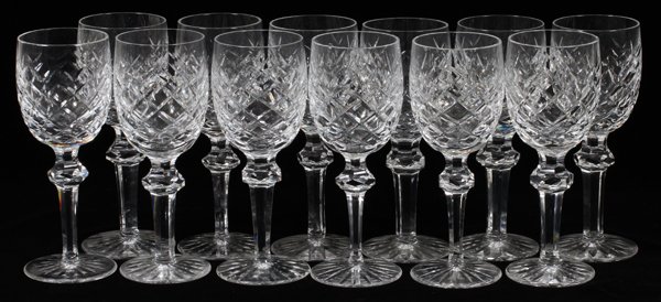 WATERFORD ALANA CUT CRYSTAL WINE GLASSES 12