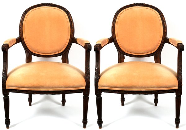 LOUIS XVI STYLE ARMCHAIRS PAIR