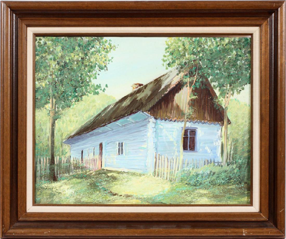Oil on canvas cottage in the forest