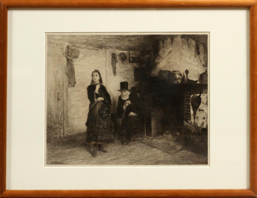 Walter shirlaw etching on paper