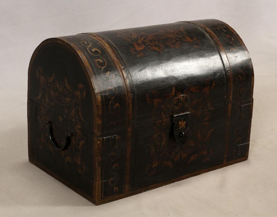 Wood box with dome top, h 13", w 18", d 11.5"