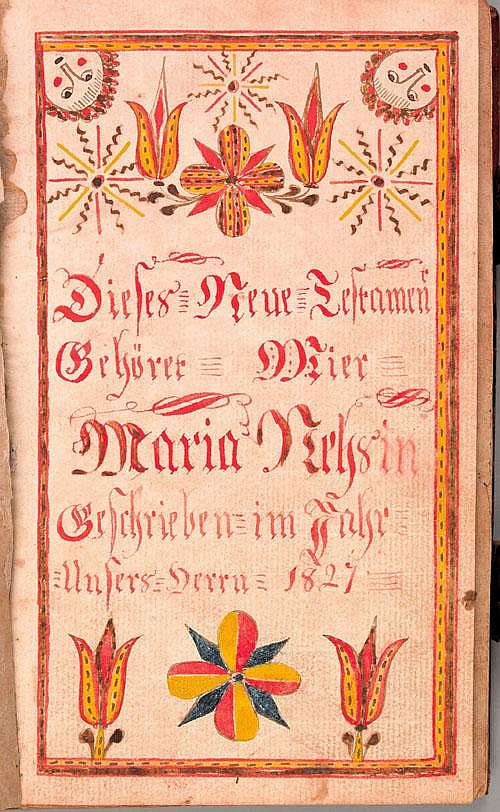 Bucks County, Pennsylvania watercolor fraktur