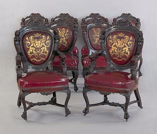 Set of eight Victorian mahogany dining chairs,