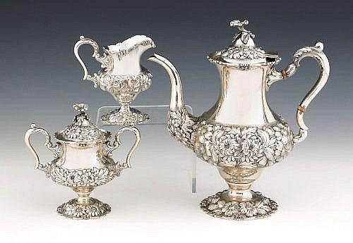 Steiff sterling silver three-piece tea service
