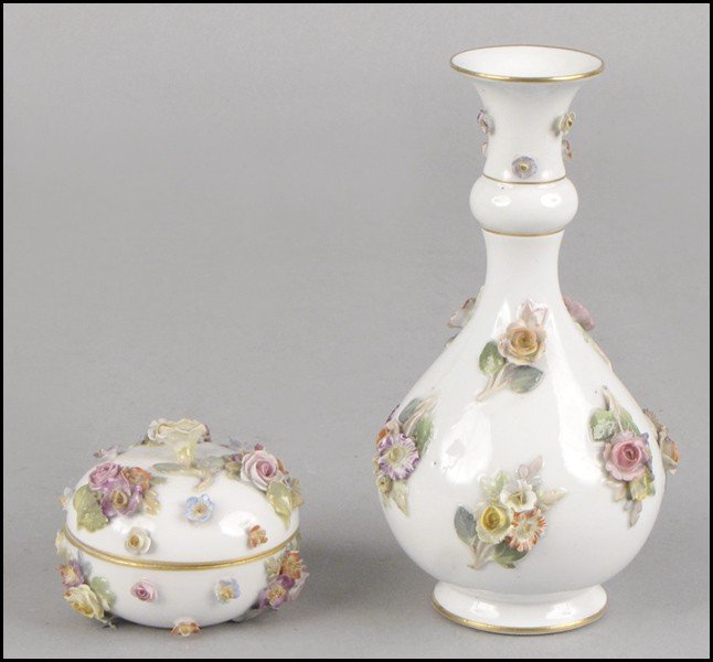 Meissen painted porcelain floral vase.