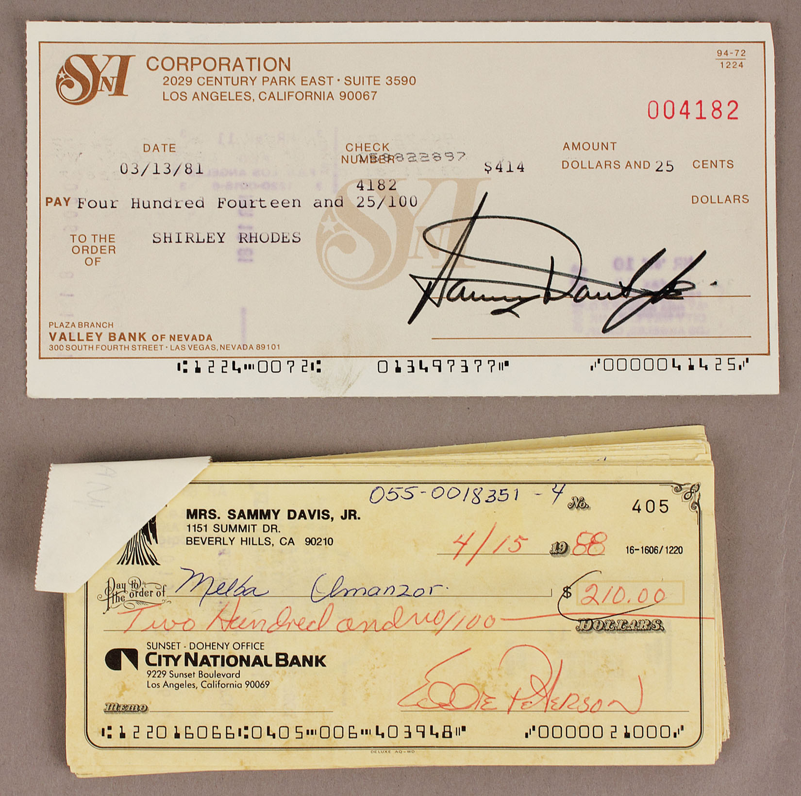 Sammy Davis, Jr. Signed Check