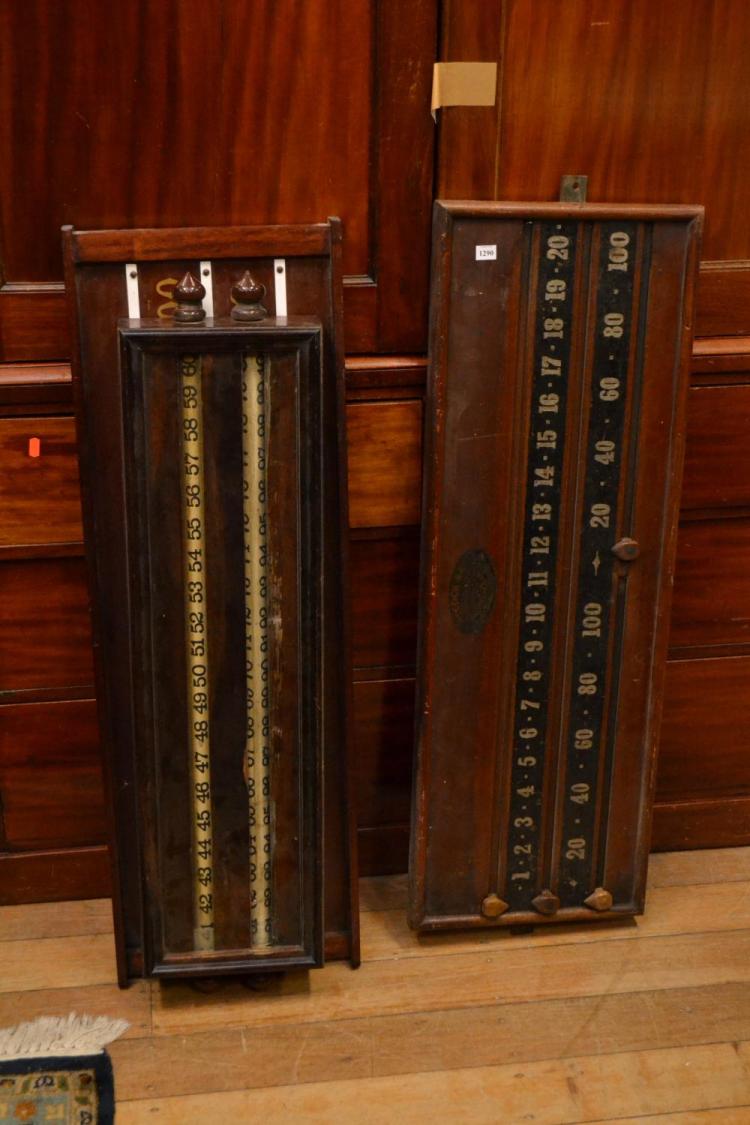 THREE ANTIQUE BILLIARD SCORE BOARDS