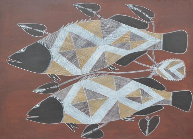 ARTIST UNKNOWN, ABORIGINAL ARTWORK ON PAPER, 76 X 57CM