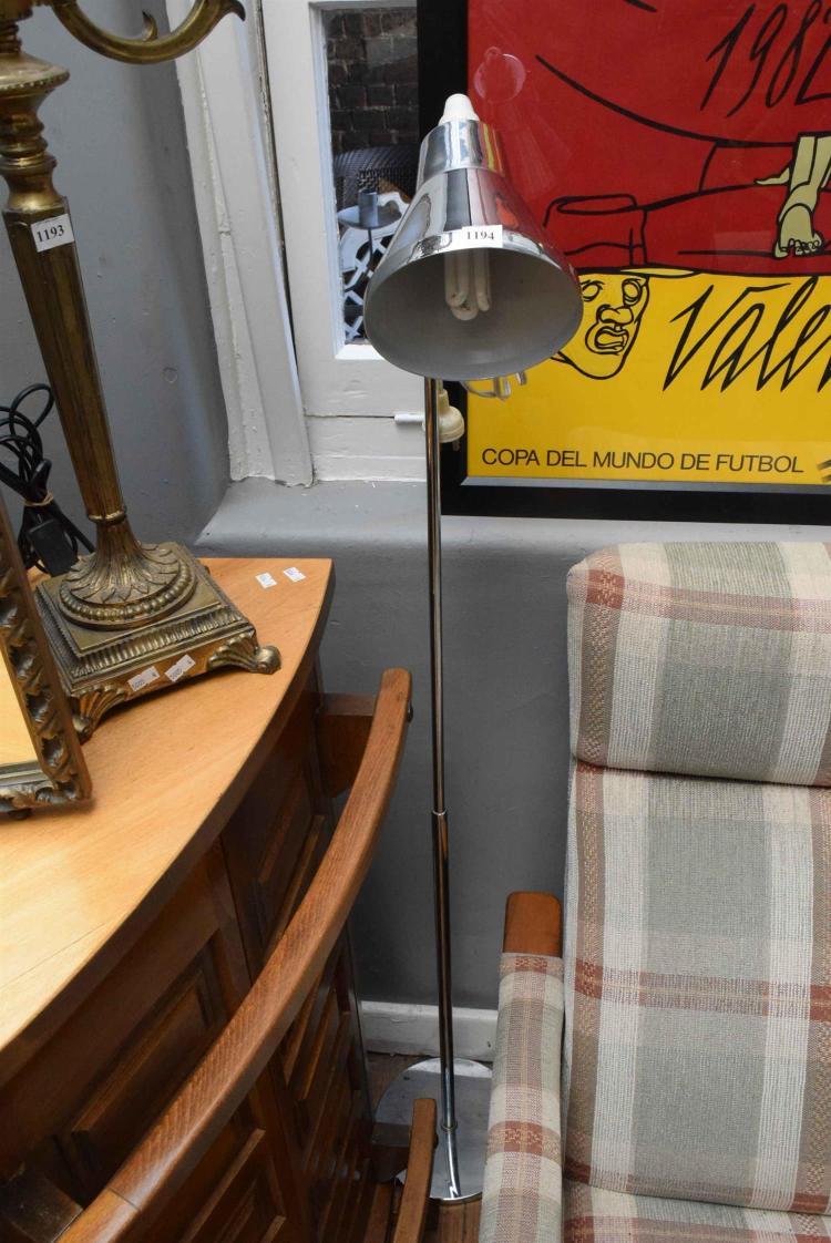 A 1970S CHROME STANDARD LAMP