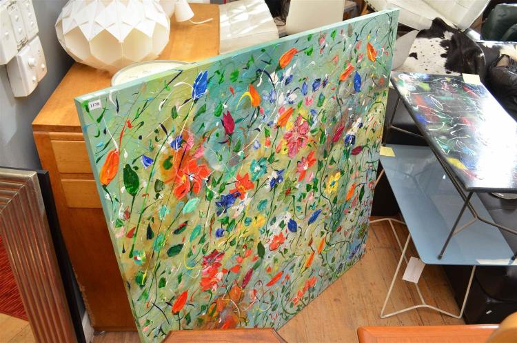 AN EXPRESSIVE FLORAL PAINTING BY J SHAHINE