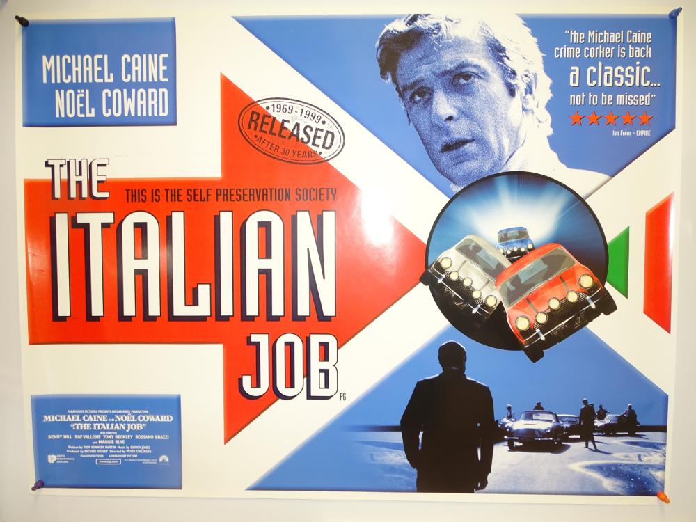 THE ITALIAN JOB (1969) -(1999 re-release) - UK Quad Film...