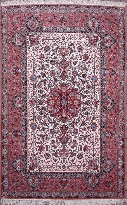 Persian Ispahan wool & knotted silk on silk - 20th century.