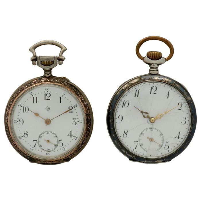 Lot of 2 silver pocket watches.