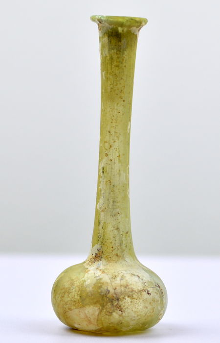 Large Ancient Roman Coloured Glass Unguentarium - 120 mm