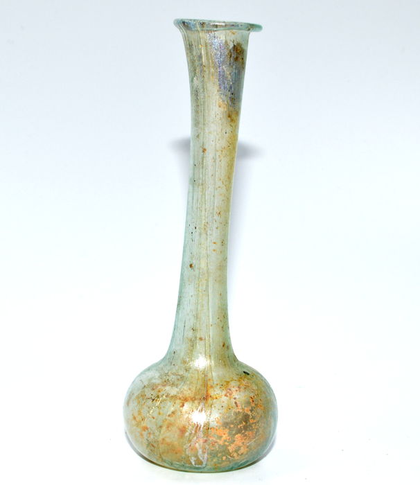 Large Ancient Roman Transparent Glass Unguentarium - 120 mm