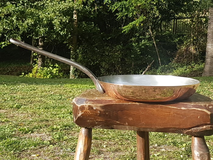 French Copper Professional Frying Pan Tinned 2mm 26cm Fabrication Francaise
