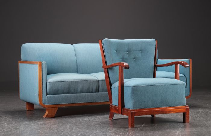 Frits Schleger for Fritz Hansen - rare sofa and armchair