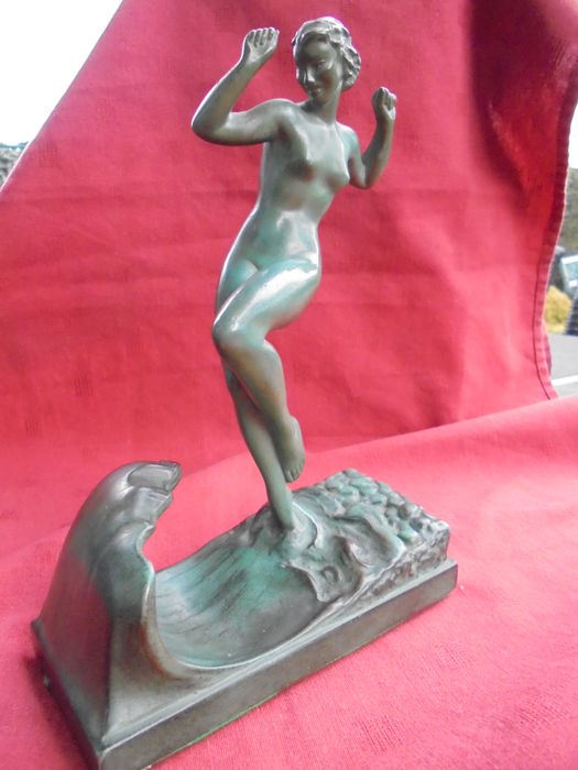 Guerbe/Pierre Le Faguays (1892/1962) - Max Le Verrier (1891/1973)-' The Wave/La Vague '-Art Deco sculpture