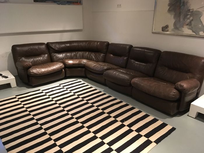 Ligne Roset - Modular corner sofa, brown soft leather