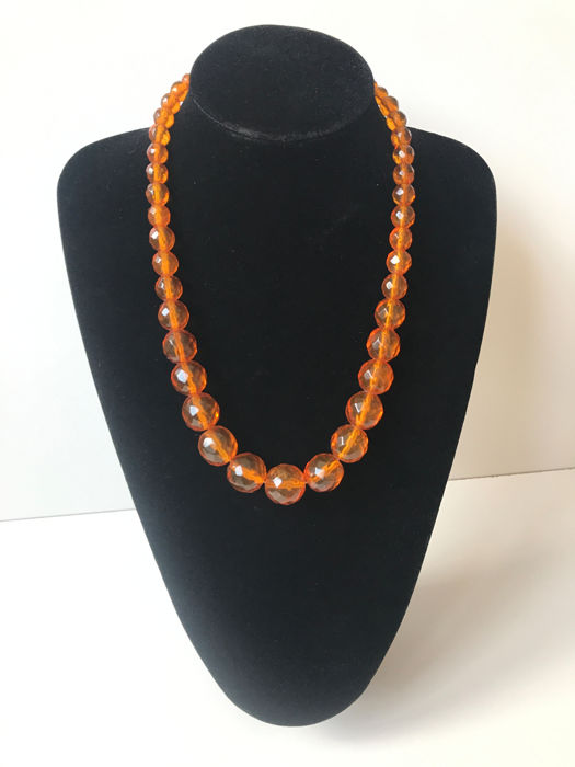 Vintage faceted Baltic Amber necklace, 57 grams