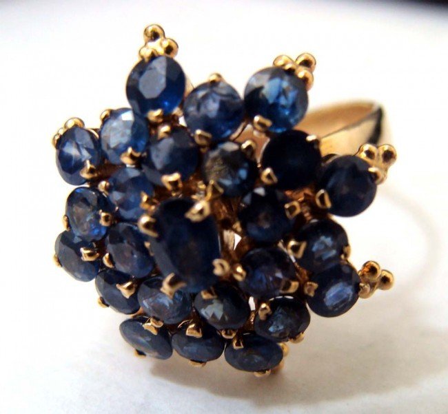 Blue Sapphire Cluster Ring 2.0 Carat Sapphires 14K Gold