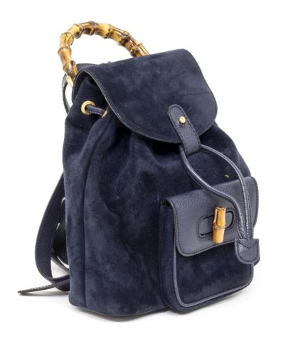 GUCCI NAVY BLUE SUEDE & LEATHER MINI BACKPACK