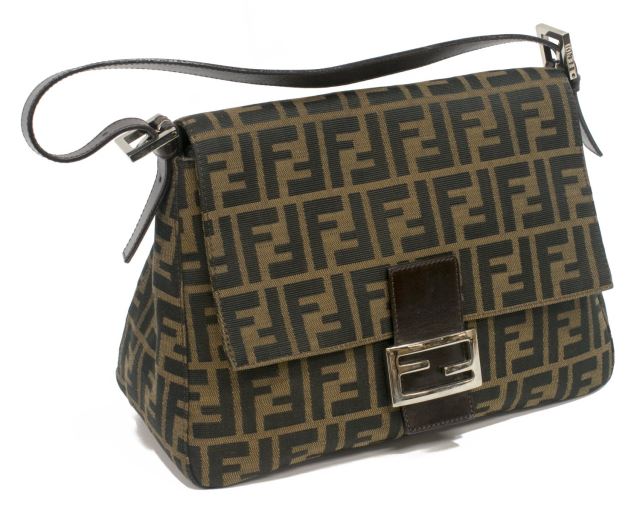 FENDI ZUCCA MONOGRAM CANVAS SHOULDER BAG