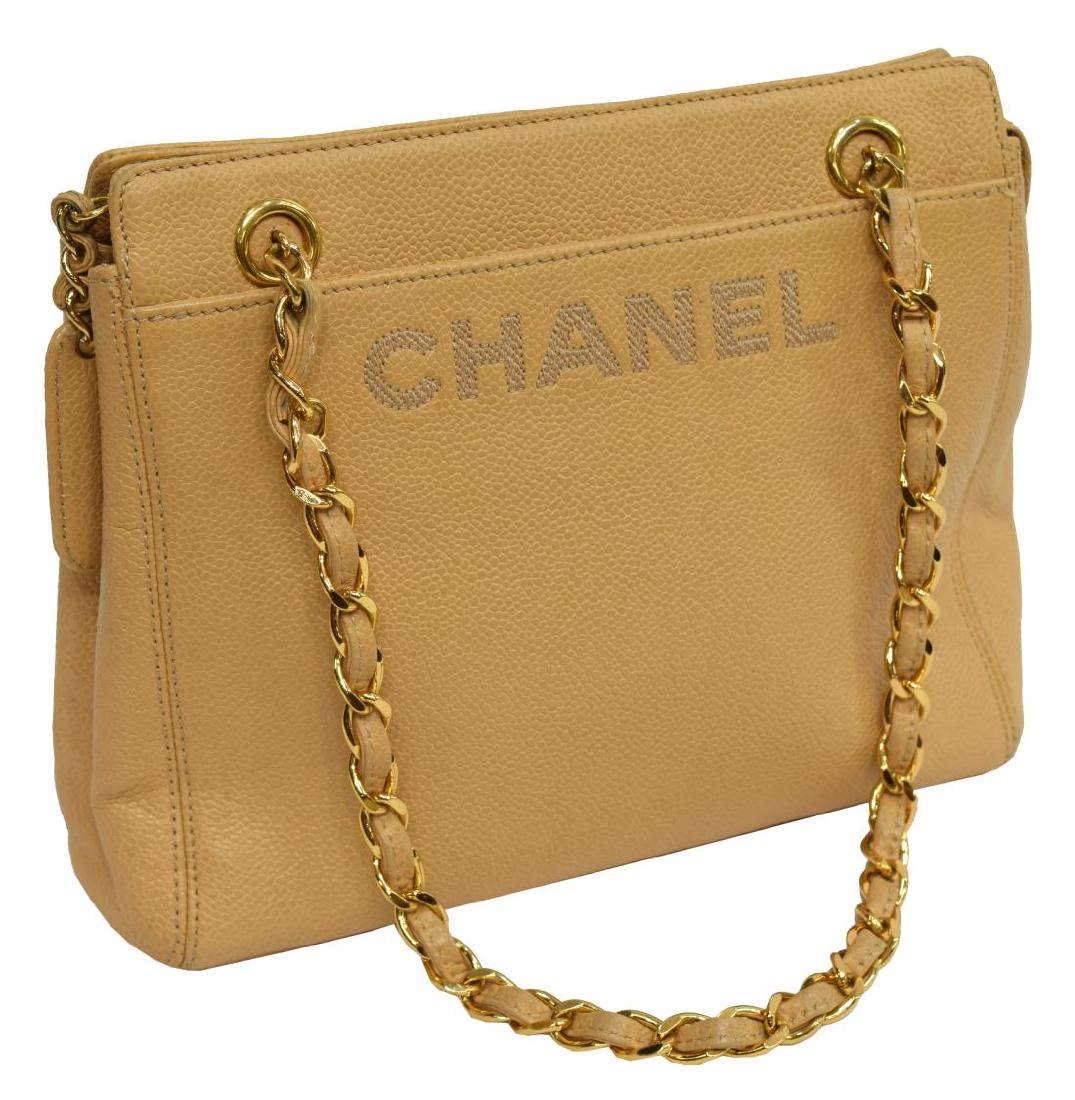CHANEL BEIGE CAVIAR LEATHER SHOULDER BAG