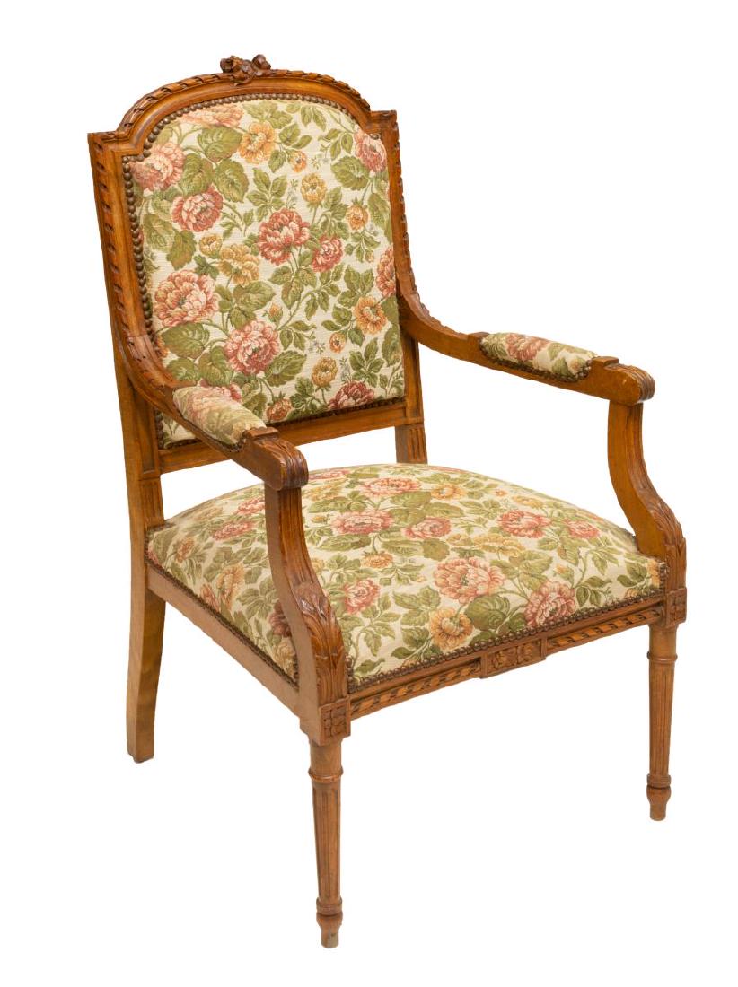 French louis xvi style fauteuil walnut armchair