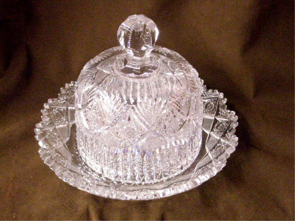 Brilliant Cut Glass Cheese Dome & Underplate