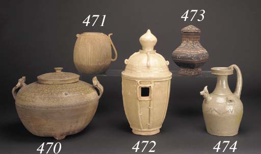 A celedon glazed chicken head ewer Jin Dynasty