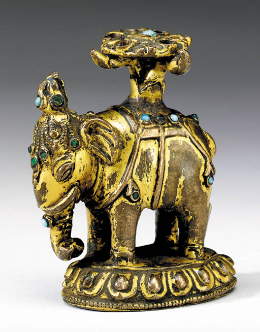 A Gilt Bronze Figure of an Elephant**