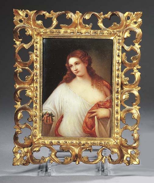 A Florence porcelain oil-painting style plaque