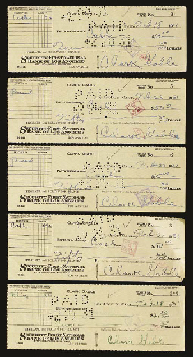 CLARK GABLE SIGNED CHECKS