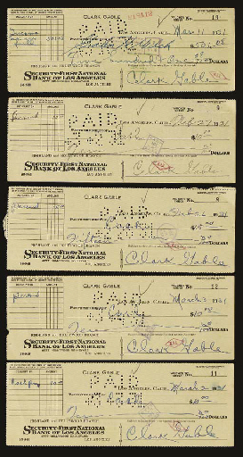 CLARK GABLE SIGNED CHECKS