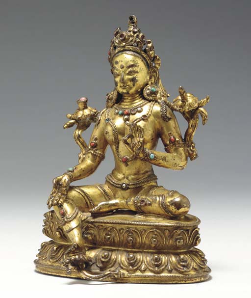 A Gilt Bronze Figure of Green Tara