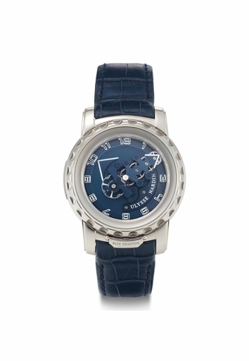Ulysse Nardin. An 18k White Gold Tourbillon Wristwatch with Dual Ulysse Escapement