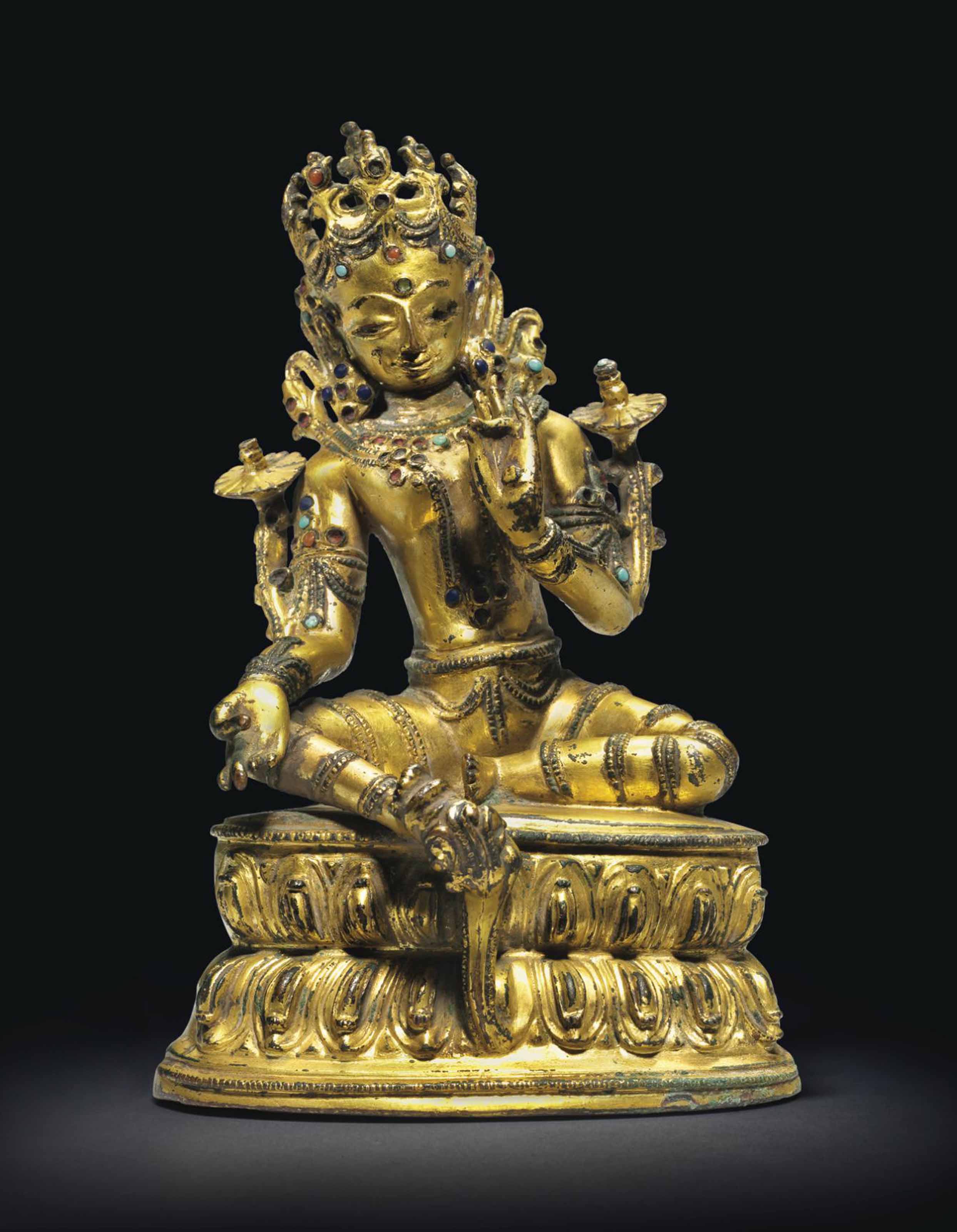 A Gilt Bronze Figure of Green Tara
