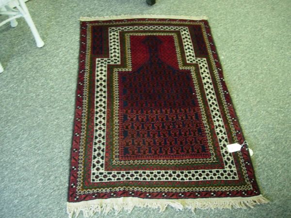 Antique persian wool prayer rug hand woven persia
