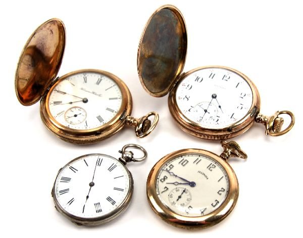 4 lot mixed old pocket watches